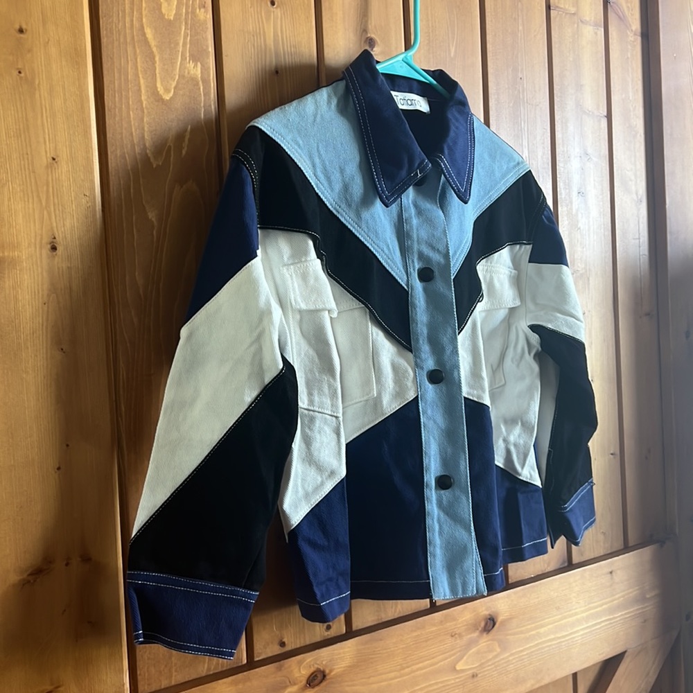 Geometric Print Button-Up Denim Jacket - Picture 4 of 11